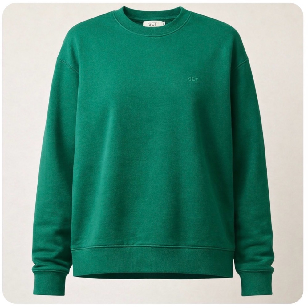 SET active Kelly emerald green 100% cotton crewneck Sweatshirt made in USA S